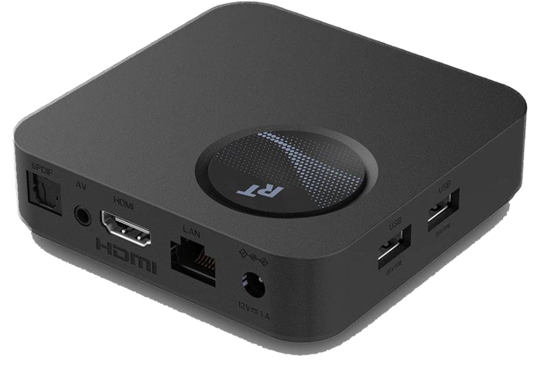 Rocktek GX1 prievadai: SPDIF, AV, HDMI, LAN, USB ir maitinimas