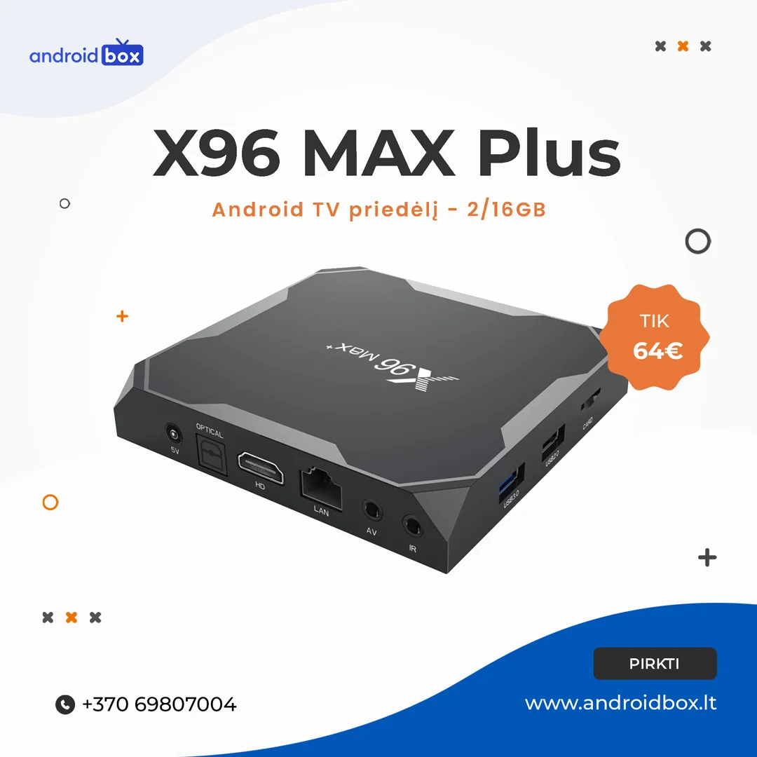 TV priedėlis X96 Max Plus S905X3 2/16GB TV box Android 9.0