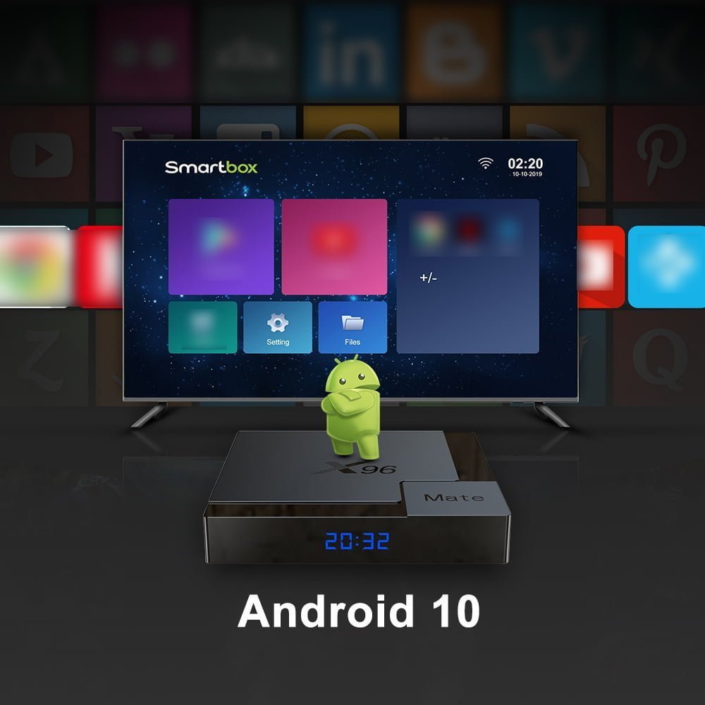 Tv priedėlis x96 mate 4/64gb tv box android 10. 0