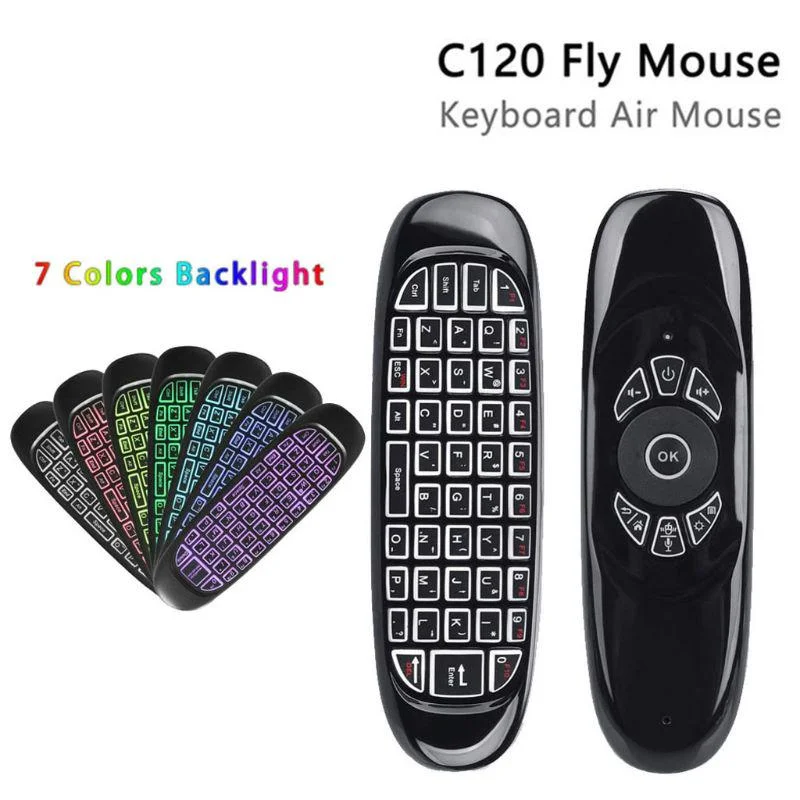 C120 air mouse blacklit (tinka tv priedėliams - tv box)