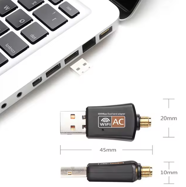 Usb wifi dviejų dažnių 5 ghz 2,4 ghz 600 mbps belaidžio tinklo plokštė