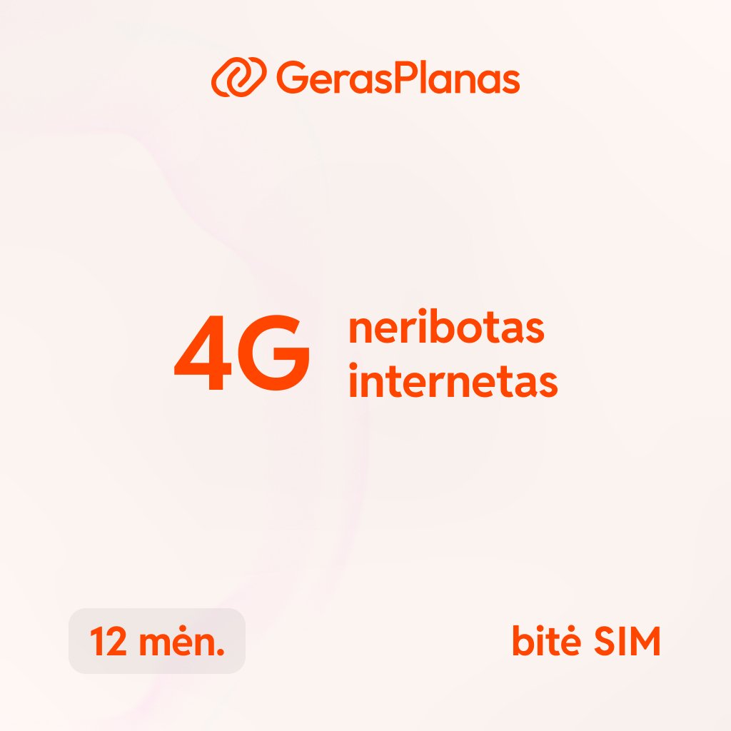 „Namai 4G mobilus internetas“ – Neribotas planas namams 12 mėnesių